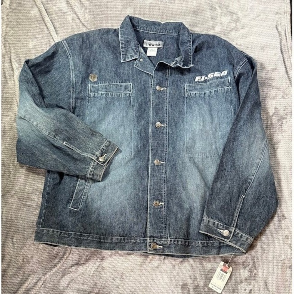 Five Sixty New York Mens Denim Jacket Medium Wash Blue Streetwear NWT 4XL